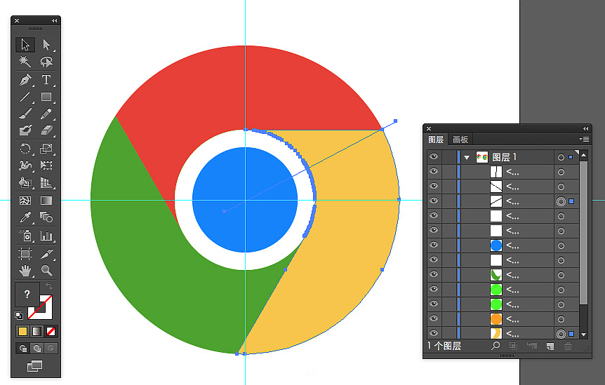Illustrator绘制谷歌浏览器Chrome图标 第 12 张
